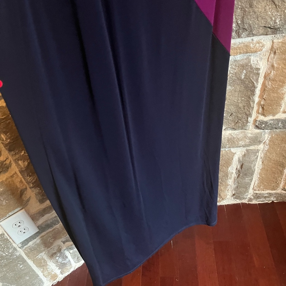 Lauren Ralph Lauren Navy Blue & Purple One Shoulder Cocktail Gown size large nwt - Picture 5 of 8